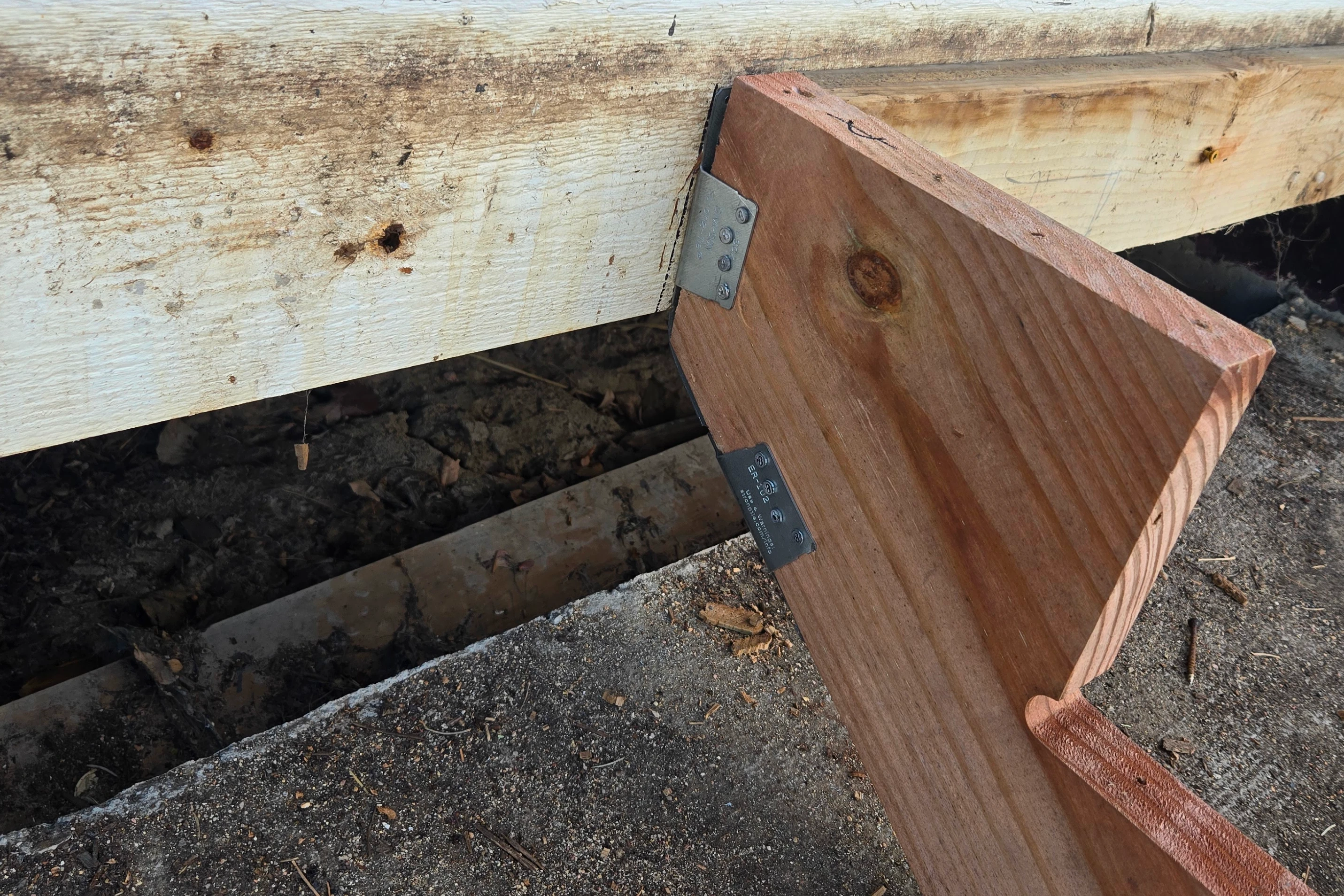 During Deck Repair of rotted wood stairs